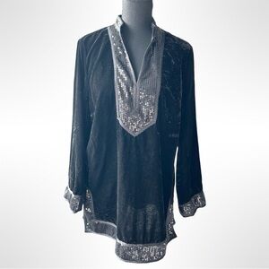 Nygard Collection Black Velvet Squince Tunic